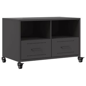 vidaXL TV Cabinet Black Cold-rolled steel Compact TV Cabinet