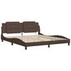 vidaXL Bed Frame Brown Faux leather, metal, solid pine wood, plywood