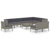 vidaXL Garden Lounge Set Gray PE Rattan, Powder-Coated Steel, Polyester