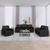 vidaXL Sofa Set Black Faux leather 3 Piece Durable Sofa Set