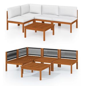 vidaXL Garden Lounge Set Cream Solid Acacia wood Large Modular