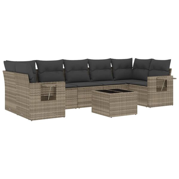 vidaXL Garden Sofa Set Light Grey and Dark Grey PE rattan Large