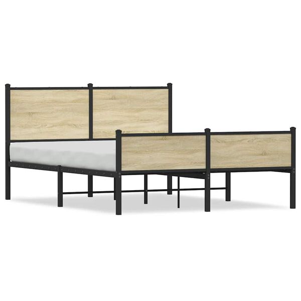vidaXL Bed Frame Sonoma Oak Steel, Engineered Wood