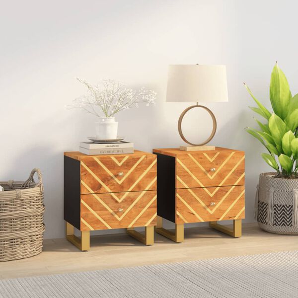 vidaXL Bedside Cabinet Set of 2 Brown and Black