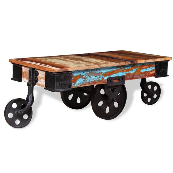 vidaXL Coffee Table Varied wood hues Reclaimed wood, iron