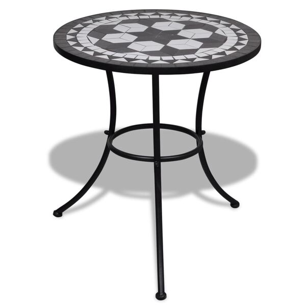 vidaXL Garden Table Black and White Tough Powder-coated Iron
