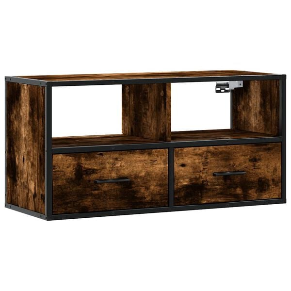vidaXL TV Cabinet Smoked Oak Engineered Wood 31.5 in TV Cabinet