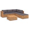 vidaXL 6 Piece Patio Lounge Set with Dark Gray Cushion Solid Teak Wood