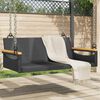 vidaXL Swing Bench Black PE Rattan, Powder-Coated Steel, Solid Acacia Wood