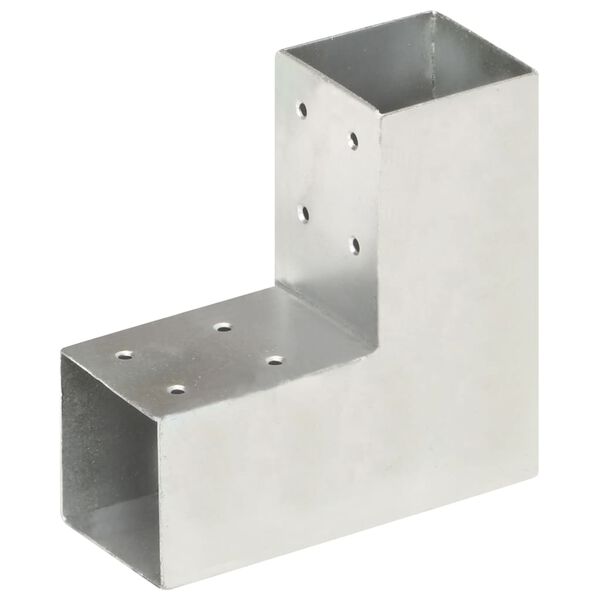 vidaXL Post Connectors 4 pcs L Shape Galvanised Metal 2.80x2.80"