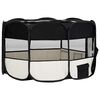 vidaXL Dog Playpen Black and Cream Polyester Foldable Dog Playpen