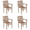 vidaXL Stackable Chair Set of 4 Teak wood natural Solid teak wood