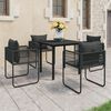 vidaXL Dining Set Black PVC rattan, Glass, Powder-coated steel Medium