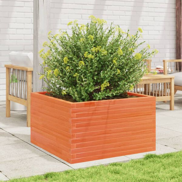 vidaXL Patio Planter Wax Brown 31.5x31.5x17.9" Solid Wood Pine