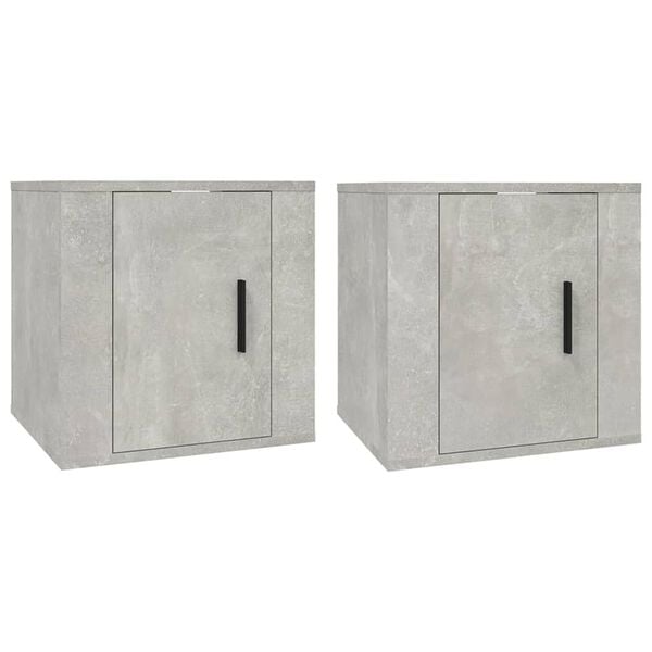 vidaXL Wall Mounted TV Cabinet Set of 2 Concrete grey Engineered wood