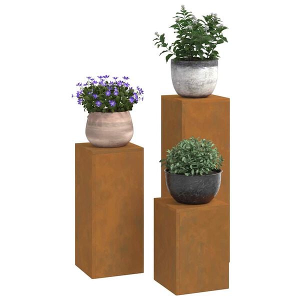 vidaXL Plant Stand 3 pcs Rusty Weathering steel