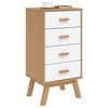 vidaXL Bedside Cabinet White and brown Solid pine wood and engineered wood