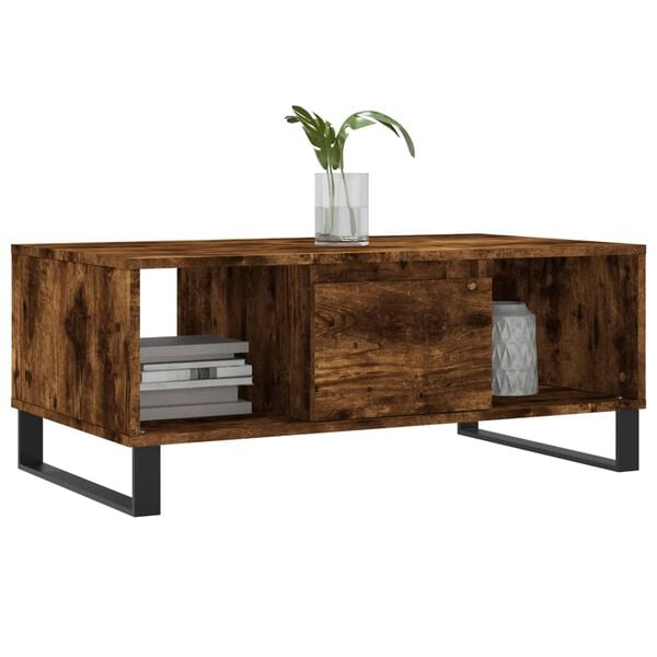 vidaXL Coffee Table Smoked Oak Engineered Wood, Metal