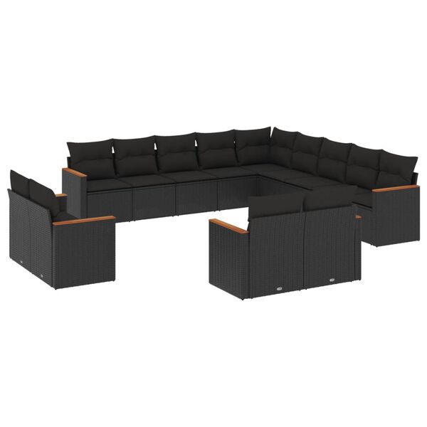 vidaXL Garden Sofa Set Black Modular Garden Sofa Set Removable Covers