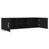 vidaXL TV Cabinet with Shelf with Storage with Door Black Medium Engineered wood, Iron