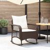 vidaXL Patio Rocking Chair with Cushions Brown Poly Rattan