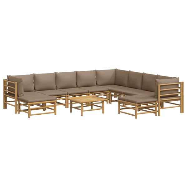 vidaXL Garden Lounge Set Taupe Bamboo Medium Modular Garden Lounge Set