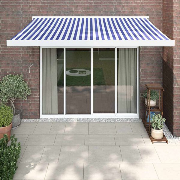 vidaXL Retractable Awning Blue and White