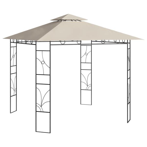 vidaXL Gazebo Cream Steel 9.8x9.8 feet Durable Gazebo Square