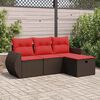 vidaXL 4 Piece Patio Sofa Set with Cushions Brown Poly Rattan
