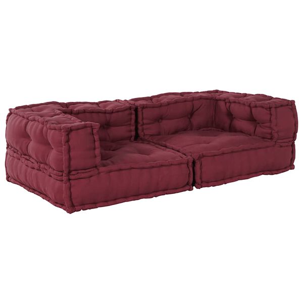 vidaXL Pouffe Maroon 100% cotton 55.1 x 27.6 x 14.2 in Modular Pouffe