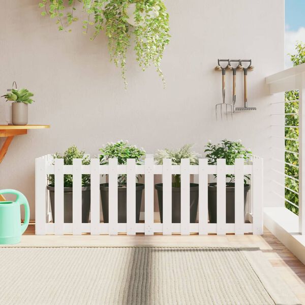 vidaXL Garden Raised Bed White Solid pine wood 59.1 in Width Durable