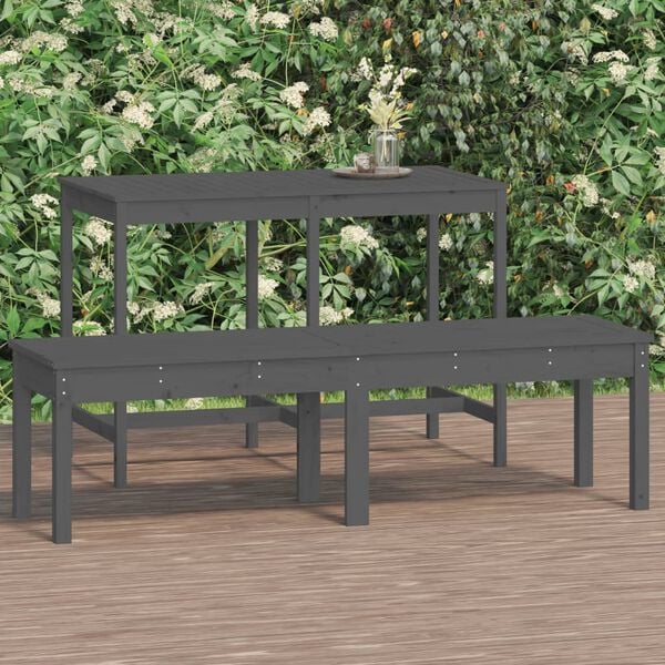 vidaXL Garden Bench Grey Solid pine wood 62.8x17.3x17.7 in Durable