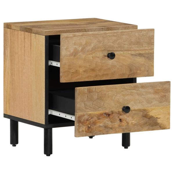 vidaXL Bedside Cabinet Set of 2 Natural Mango Wood