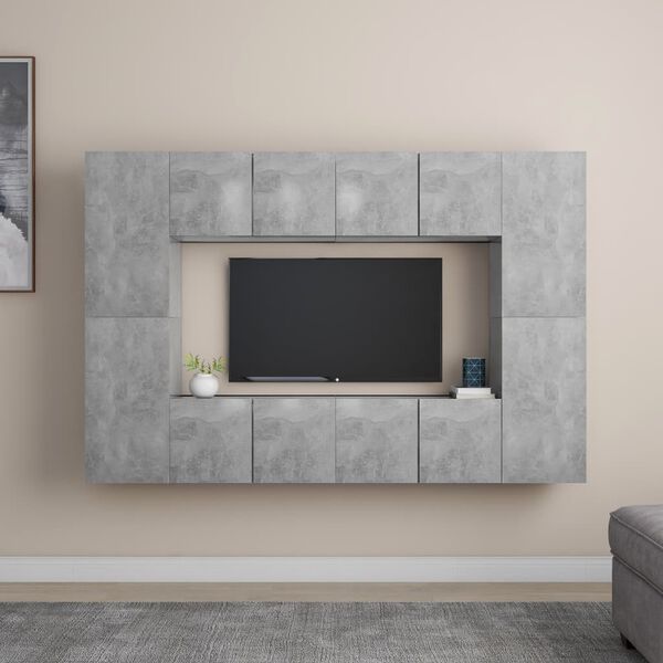 vidaXL 8 Piece TV Stand Set Concrete Gray Engineered Wood
