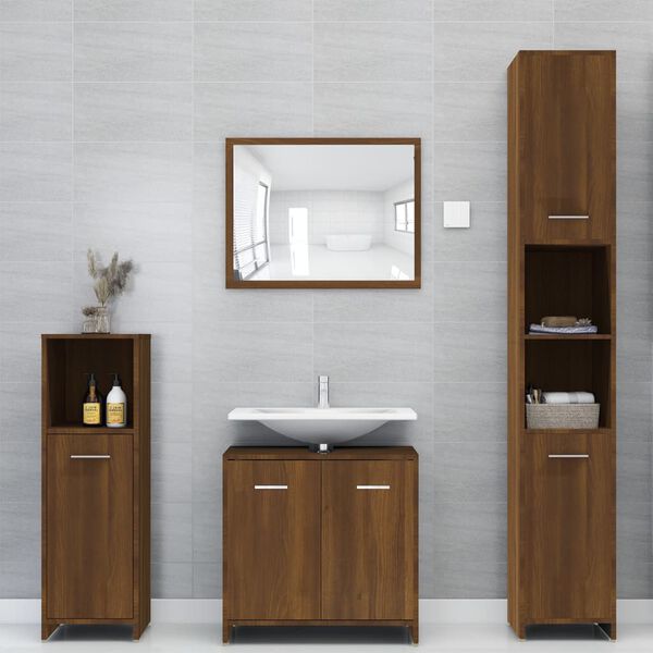 vidaXL Bathroom Cabinet Brown Oak Engineered Wood Bathroom Cabinet