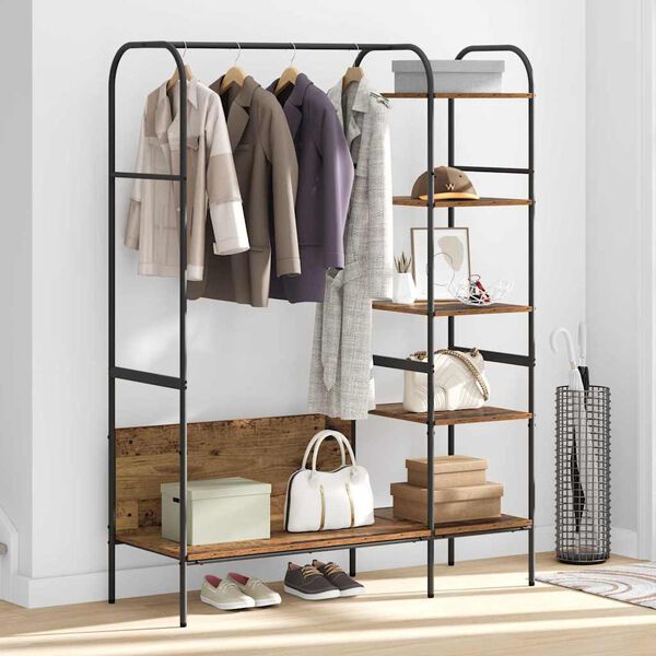 vidaXL Clothes Rack Brown 47.24 x 17.32 x 62.99 in Engineered Wood