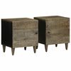 vidaXL Bedside Cabinet Set of 2 Light Grey Solid Mango Wood, Metal