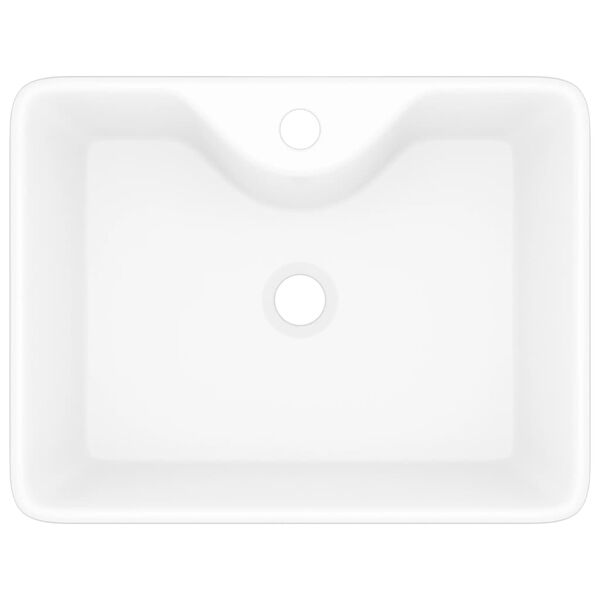vidaXL Ceramic Bathroom Sink Basin with Faucet Hole White Square
