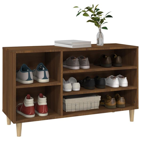 vidaXL Shoe Cabinet Brown Oak Engineered wood, solid eucalyptus wood