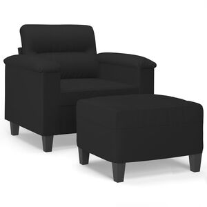 vidaXL Sofa Chair With Footstool Black Microfiber Single Sofa Chair