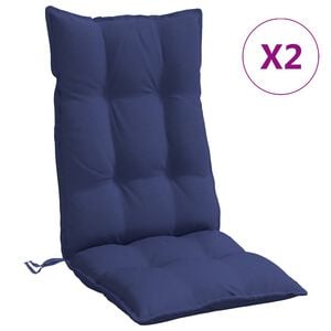 vidaXL Highback Chair Cushion Set of 2 Navy Blue Oxford fabric