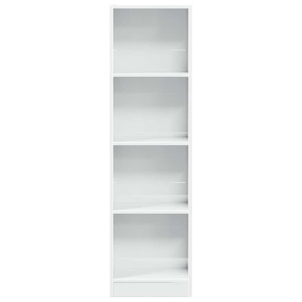 vidaXL Bookcase High Gloss White Engineered Wood 15.7 x 9.4 x 56.3 in