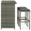 vidaXL Bar Set Grey PE rattan, steel, fabric (100% polyester) Medium