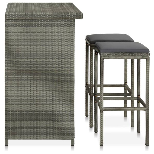 vidaXL Bar Set Grey PE rattan, steel, fabric (100% polyester) Medium