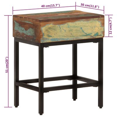 vidaXL Side Table 15.7"x11.8"x20.1" Solid Wood Reclaimed