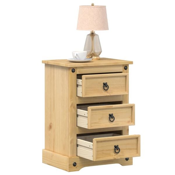 vidaXL Bedside Cabinet Honey Solid pine wood, engineered wood, metal