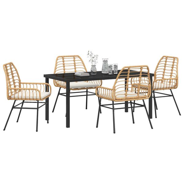 vidaXL Garden Dining Set 5 pcs Brown poly rattan