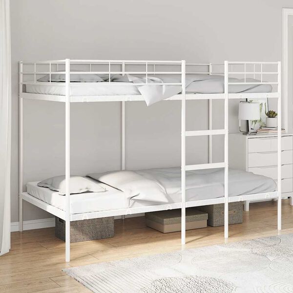 vidaXL Bunk Bed White Steel 39.4 x 79.0 in Bunk Bed Rectangular