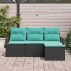 vidaXL Sofa Set 4 pcs Black Poly Rattan