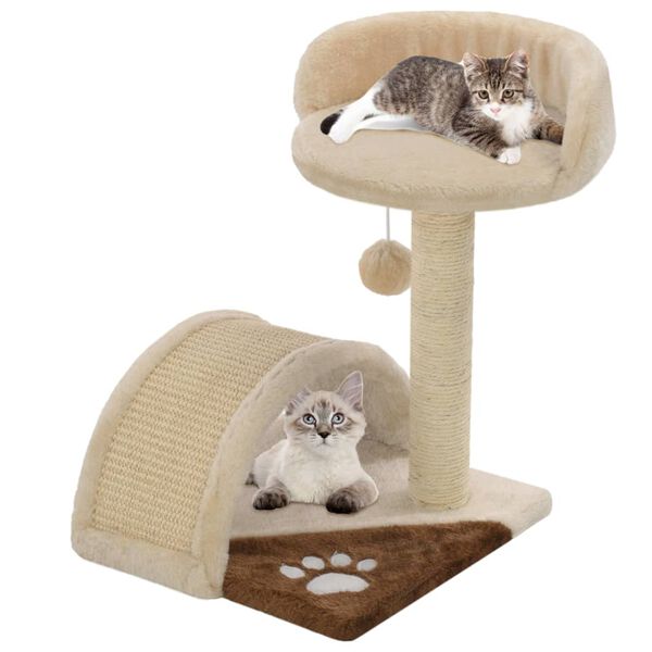 vidaXL Cat Tree Beige and Brown Particle board, Soft plush, Sisal rope